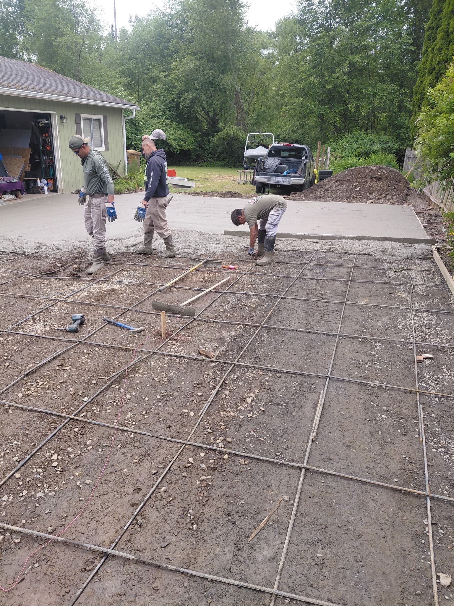 Dave's General Contract crew at work on a residential concrete pour